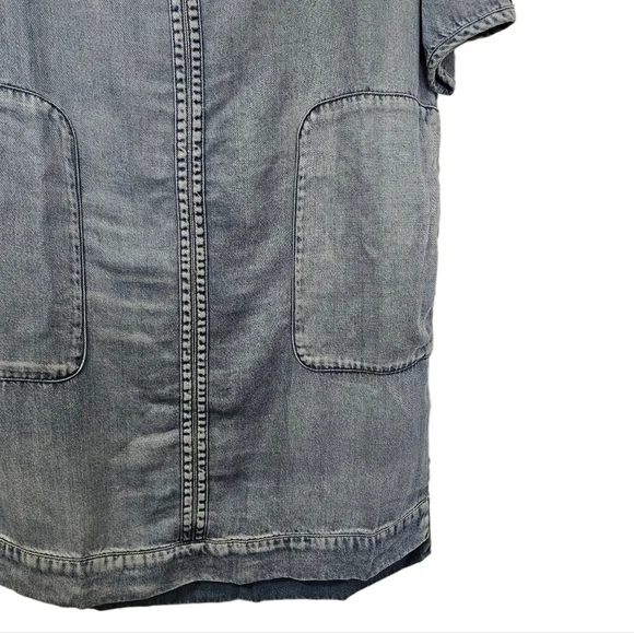All Saints casual denim blue short sleeve v-neck shift dress size medium - Picture 6 of 12